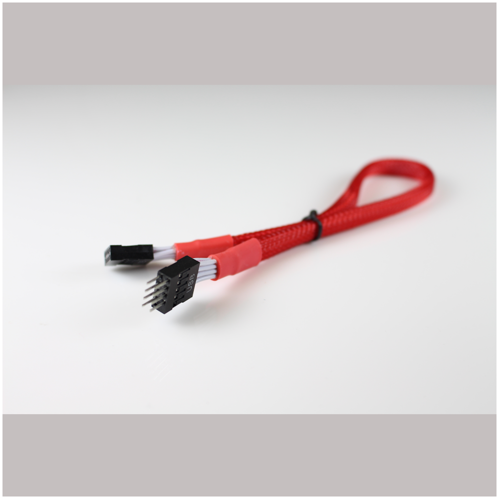 A large main feature product image of GamerChief USB2.0 Header 30cm Sleeved Extension Cable (Red)