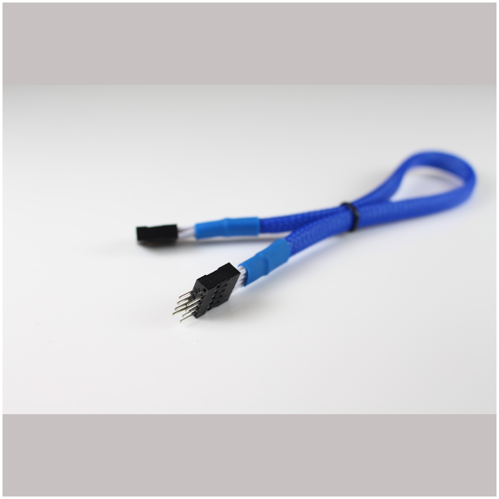 A large main feature product image of GamerChief USB2.0 Header 30cm Sleeved Extension Cable (Blue)
