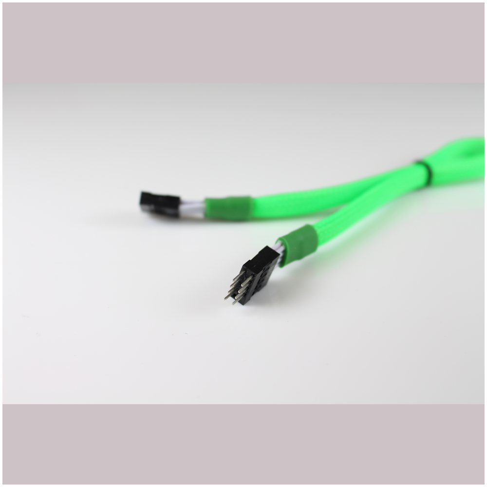 A large main feature product image of GamerChief USB2.0 Header 30cm Sleeved Extension Cable (Green)