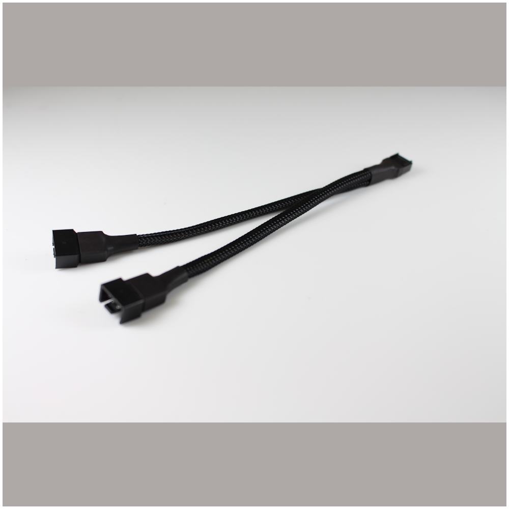 A large main feature product image of GamerChief 4-Pin PWM Fan Splitter (2 way) 15cm Sleeved (Black)