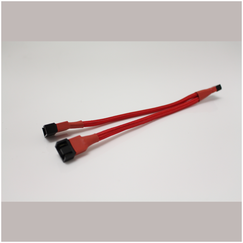 A large main feature product image of GamerChief 4-Pin PWM Fan Splitter (2 way) 15cm Sleeved (Red)