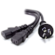 A small tile product image of ALOGIC 1m Aus 3 Pin Mains Plug to 2 X IEC C13 Y Splitter Cable Male to 2x Female