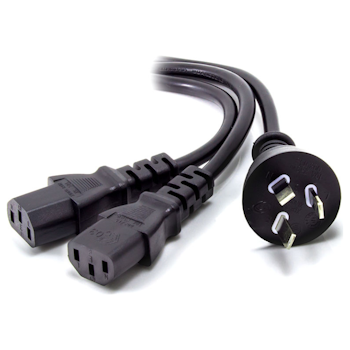 Product image of ALOGIC 1.5m Aus 3 Mains Plug to 2 X IEC C13 Y Splitter Cable Male to 2 X Female Cable - Click for product page of ALOGIC 1.5m Aus 3 Mains Plug to 2 X IEC C13 Y Splitter Cable Male to 2 X Female Cable