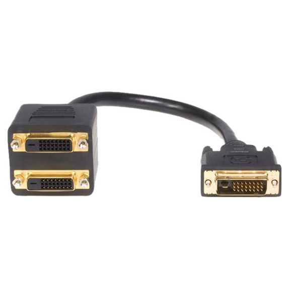 A large main feature product image of Startech DVI to 2x DVI Video Splitter 'Y' Cable 0.3M