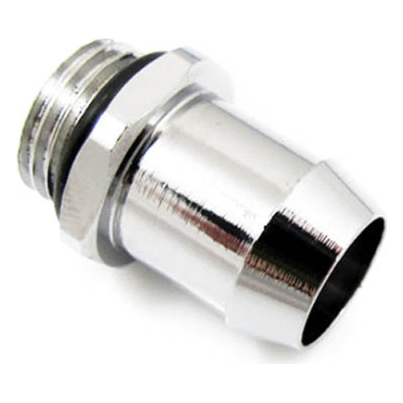A large main feature product image of XSPC G1/4 10mm 3/8" Chrome High Flow Barb Fitting