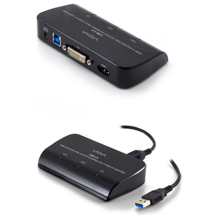 A large main feature product image of ALOGIC USB 3.0 to HDMI and DVI/VGA Dual Output External Multi Display Adapter