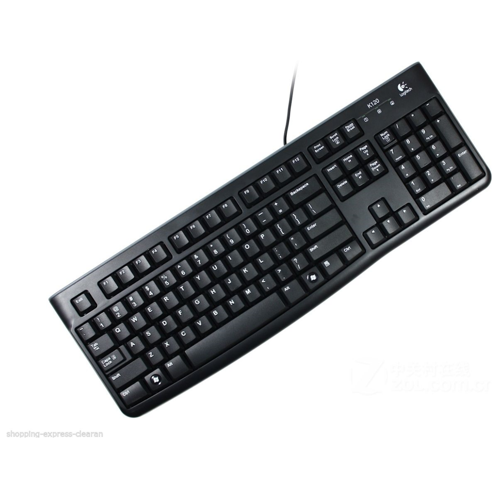 A large main feature product image of Logitech K120 Wired Keyboard