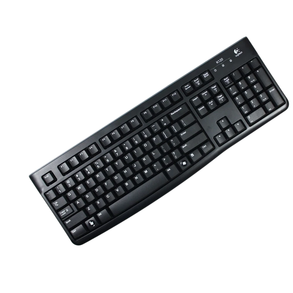 A large main feature product image of Logitech K120 Plug-and-Play USB Keyboard