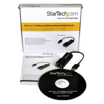 A large main feature product image of Startech USB 2.0 Type-A Ethernet Network Adapter