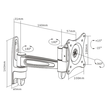 A large main feature product image of Brateck LCD-142 Monitor Tilt and Swivel Wall Mount Arm