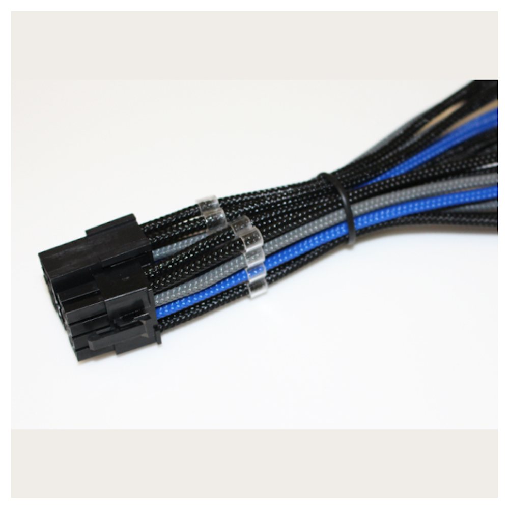 A large main feature product image of GamerChief Elite Series 8-Pin EPS 30cm Sleeved Extension Cable (Black/Blue/Grey)