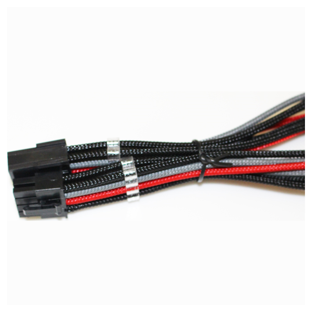 A large main feature product image of GamerChief Elite Series 8-Pin PCIe 30cm Sleeved Extension Cable (Black/Red/Grey)