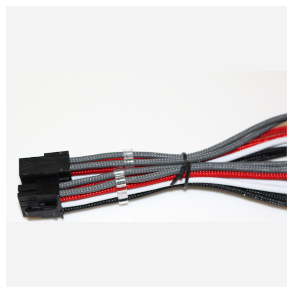 A large main feature product image of GamerChief Elite Series 8-Pin EPS 30cm Sleeved Extension Cable (Black/White/Red & Grey)