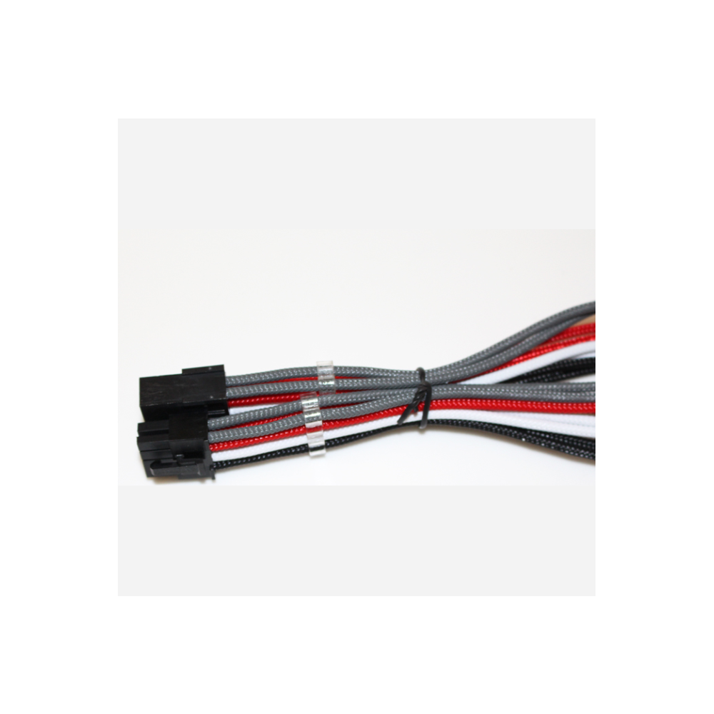 A large main feature product image of GamerChief Elite Series 8-Pin EPS 30cm Sleeved Extension Cable (Black/White/Red & Grey)