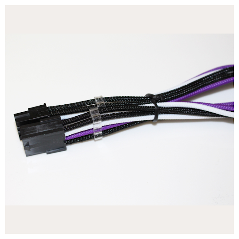 A large main feature product image of GamerChief Elite Series 8-Pin EPS 30cm Sleeved Extension Cable (Black/White/Purple)