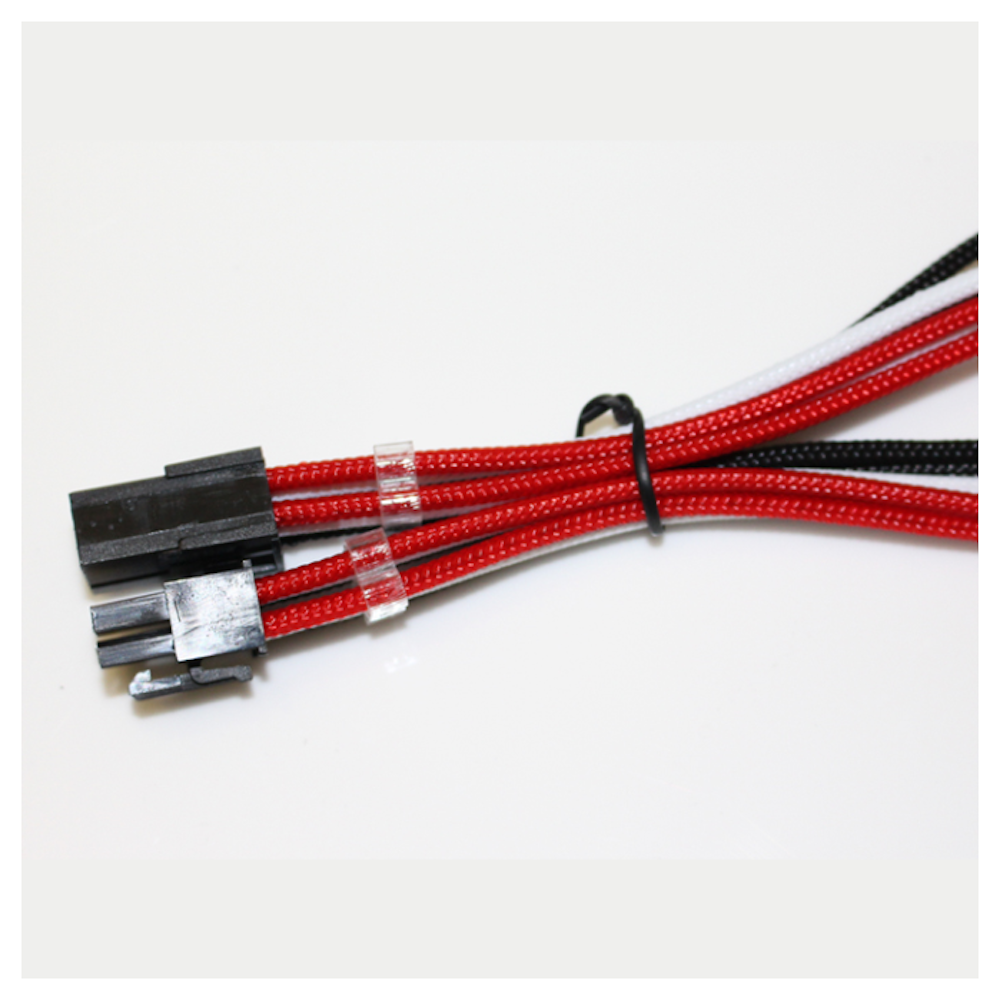 A large main feature product image of GamerChief Elite Series 6-Pin PCIe 30cm Sleeved Extension Cable (Black/White/Red)