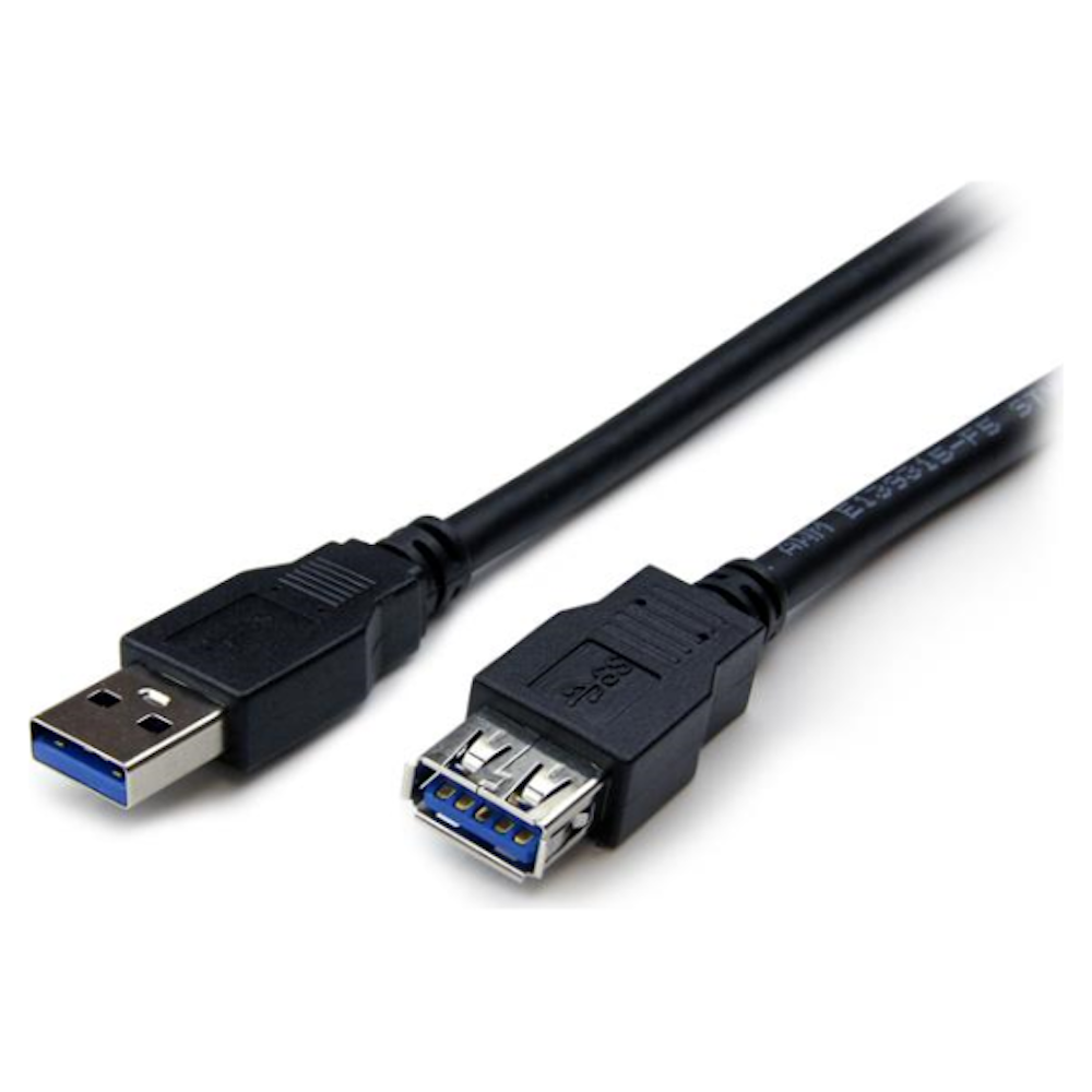 A large main feature product image of Startech 2m Black USB 3.0 Male to Female USB 3.0 Extension Cable A-A