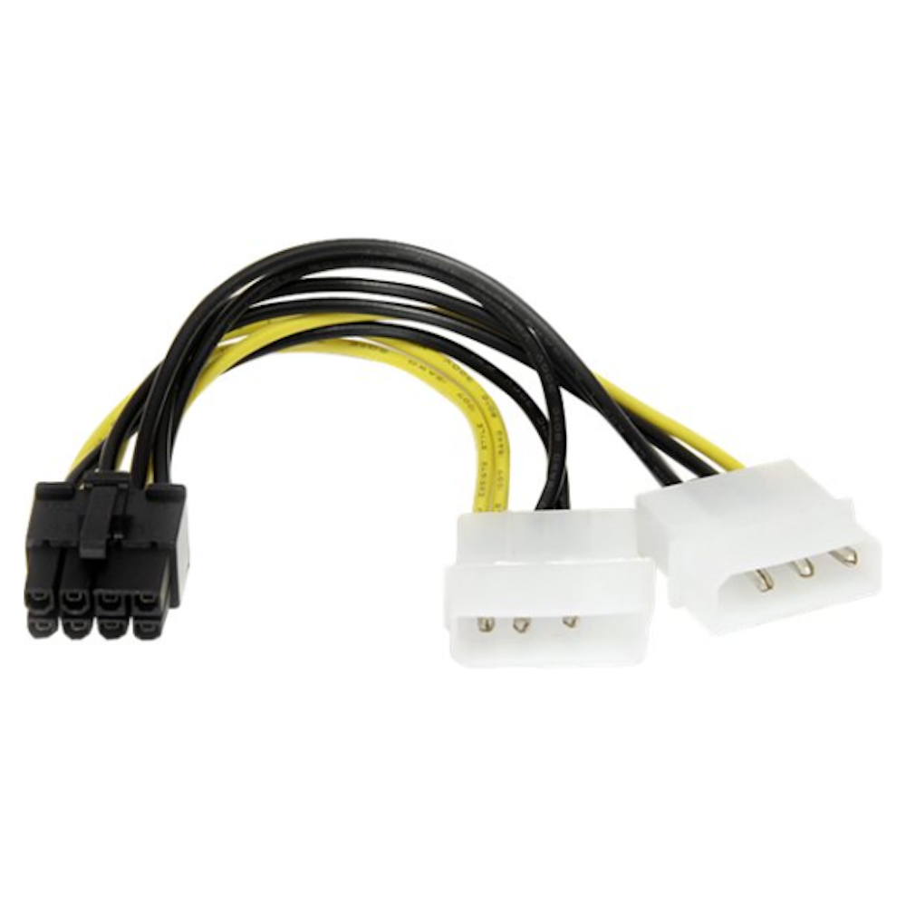A large main feature product image of Startech 6in LP4 to 8 Pin PCI Express Video Card Power Adapter