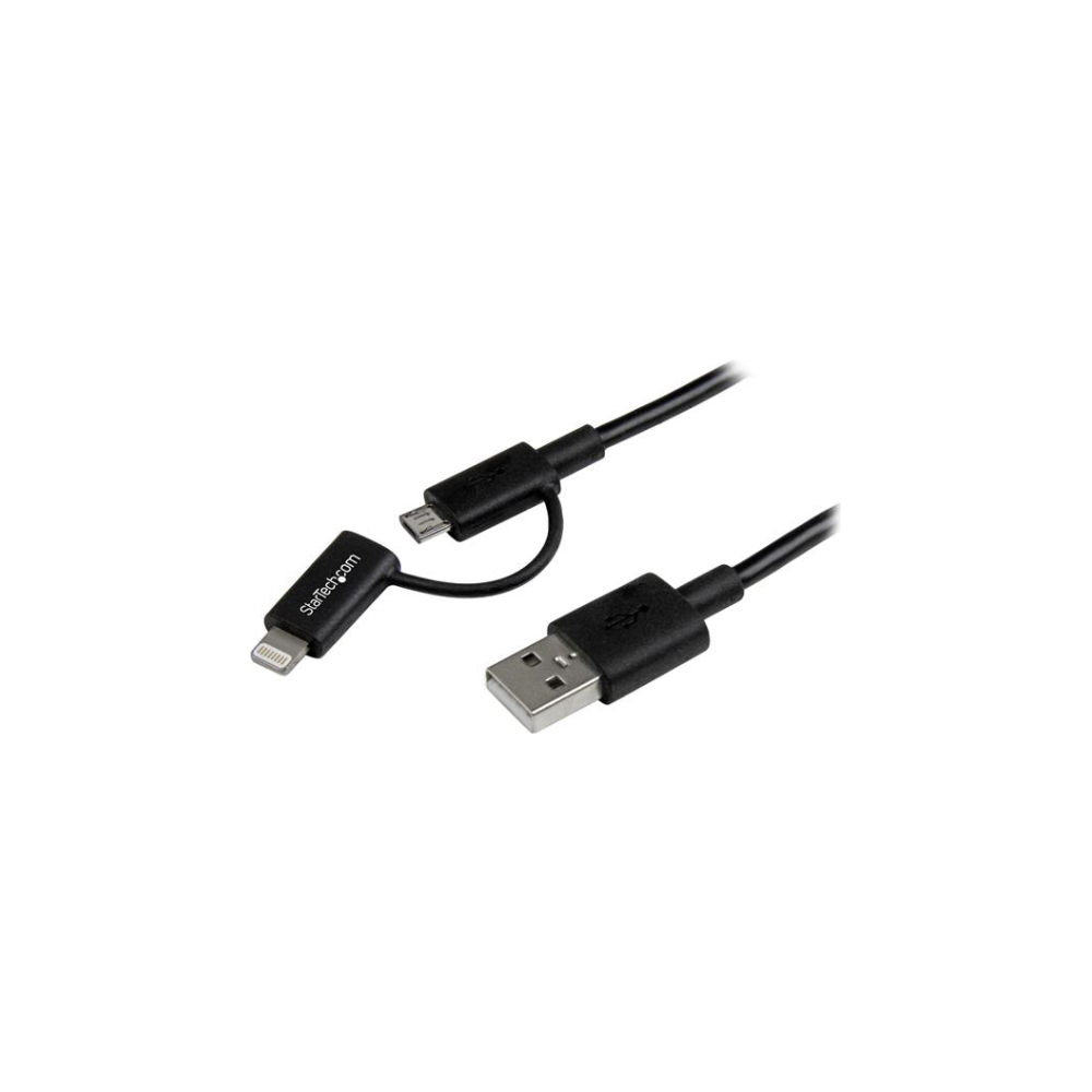 A large main feature product image of Startech 1m Lightning or Micro USB to USB Cable for iPhone iPod iPad