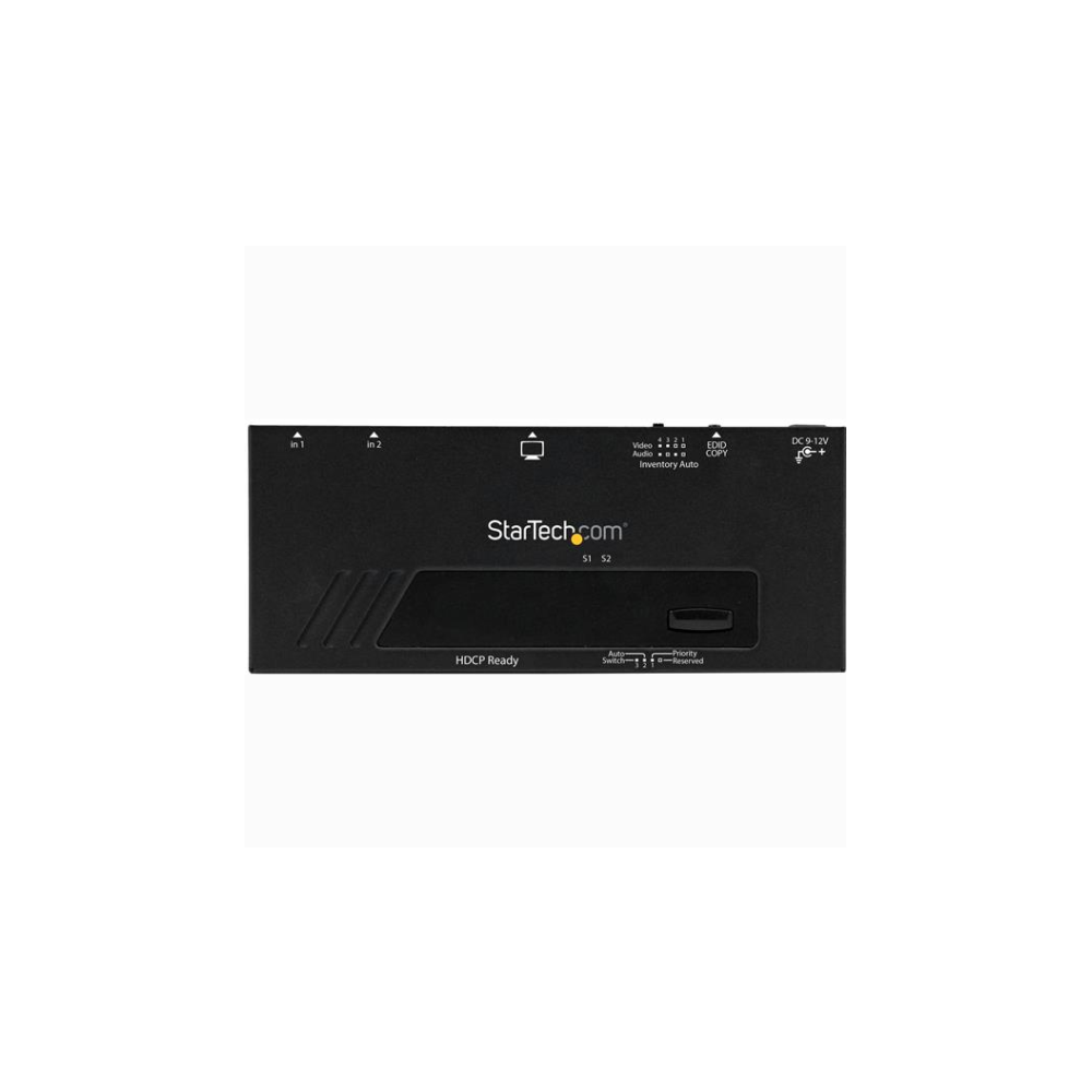 A large main feature product image of Startech 2 Port HDMI Switcher w/ Automatic Priority Port Selector