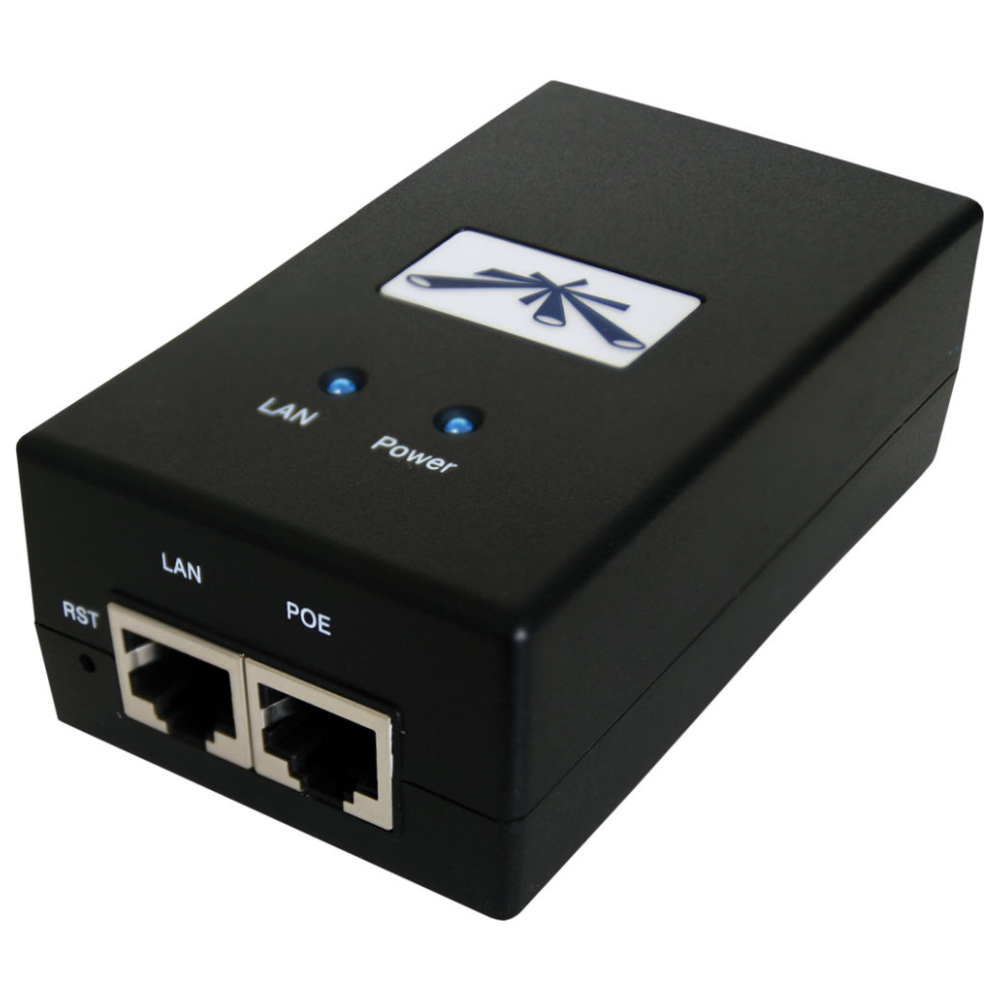 A large main feature product image of Ubiquiti POE Injector 24VDC 24W