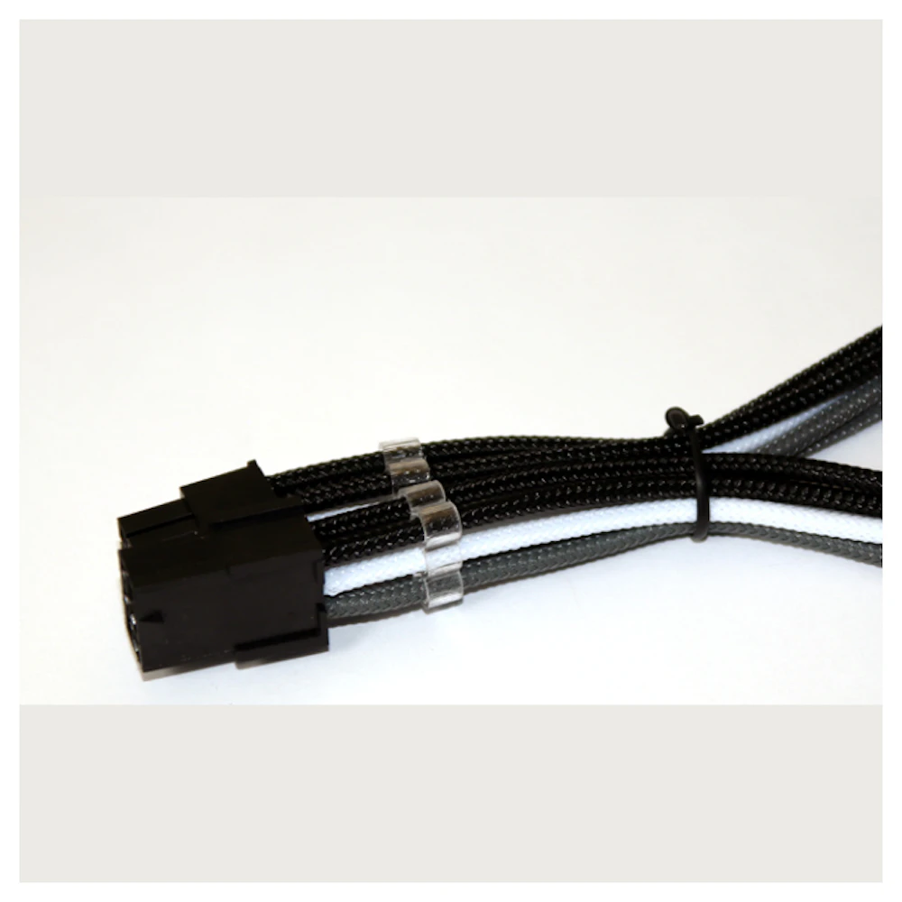 GamerChief Elite Series 6-Pin PCIe 30cm Sleeved Extension Cable (Black/White/Grey)