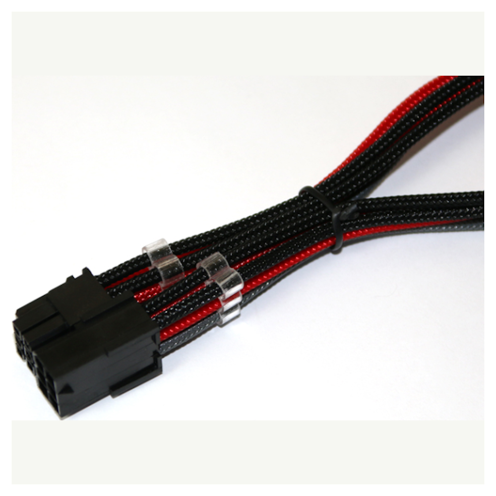 A large main feature product image of GamerChief Elite Series 6-Pin PCIe 30cm Sleeved Extension Cable (Black/Red/Grey)