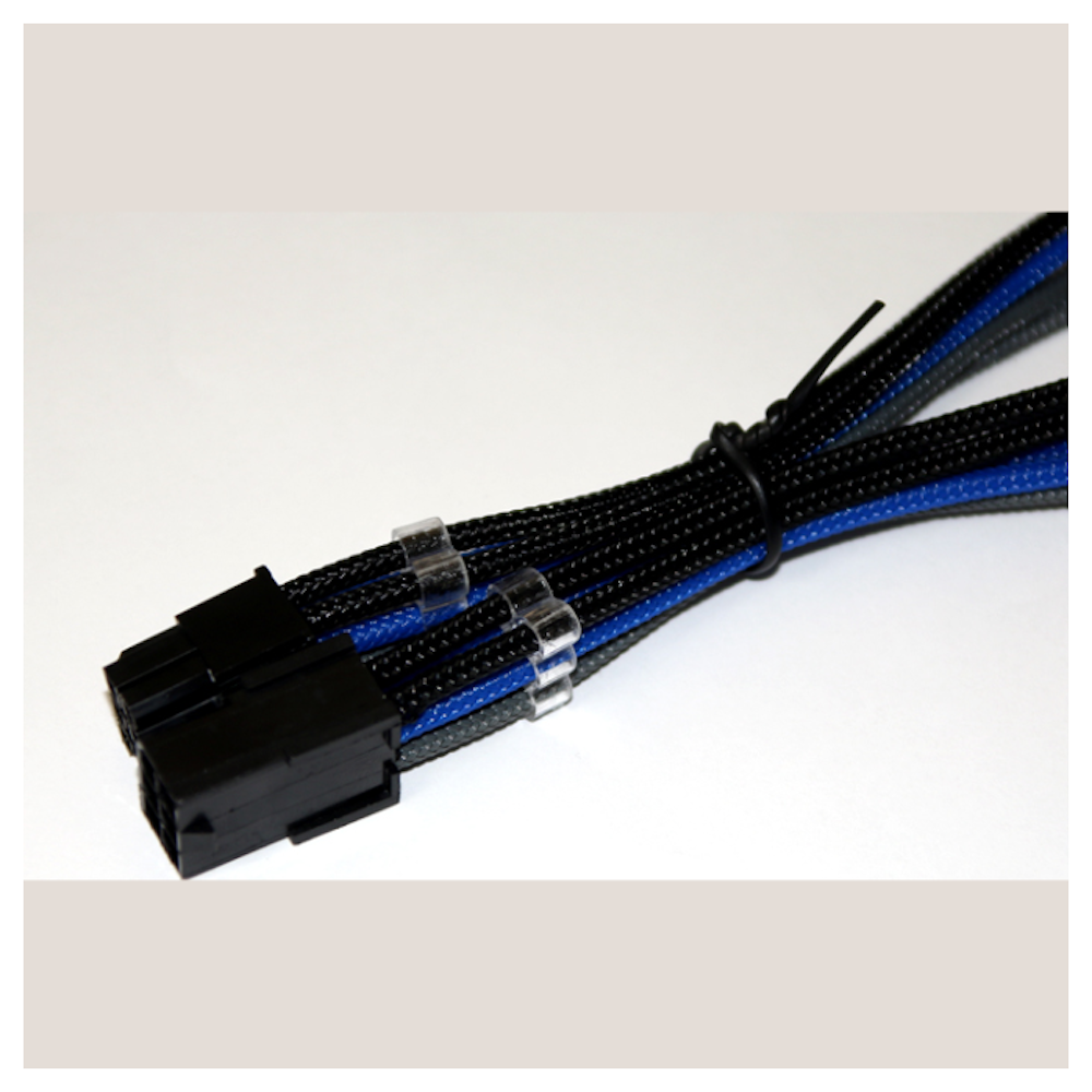 A large main feature product image of GamerChief Elite Series 6-Pin PCIe 30cm Sleeved Extension Cable (Black/Blue/Grey)