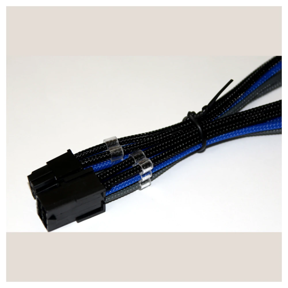 GamerChief Elite Series 6-Pin PCIe 30cm Sleeved Extension Cable (Black/Blue/Grey)