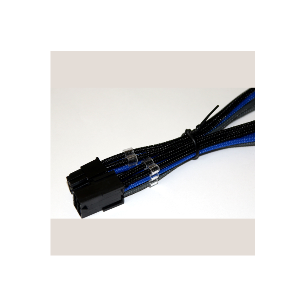 A large main feature product image of GamerChief Elite Series 6-Pin PCIe 30cm Sleeved Extension Cable (Black/Blue/Grey)