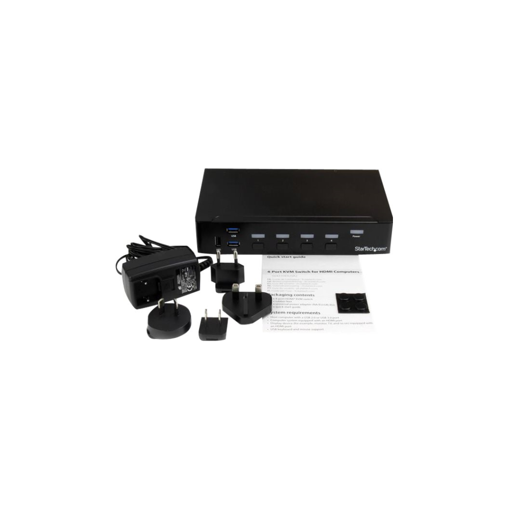 A large main feature product image of Startech HDMI KVM Switch - 4 Port KVM - Built-in USB 3.0 Hub - 1080p