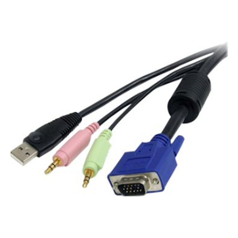 A large main feature product image of Startech 4-in-1 USB VGA KVM 2m Cable with Audio 