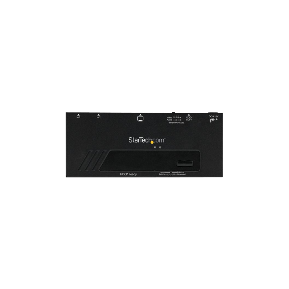 A large main feature product image of Startech 2 Port HDMI Switcher w/ Automatic Priority Port Selector