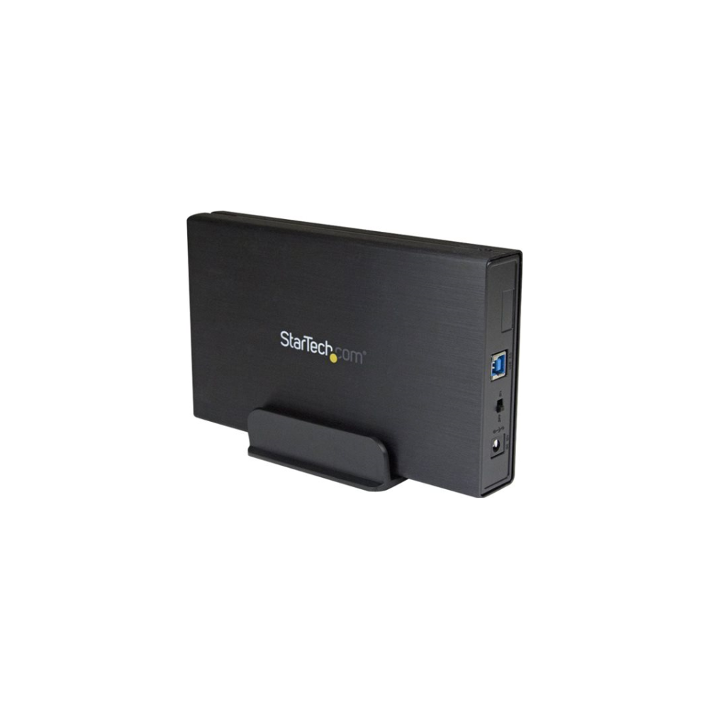 A large main feature product image of Startech 3.5in USB 3.0 External SATA Hard Drive Enclosure w/ UASP - Black