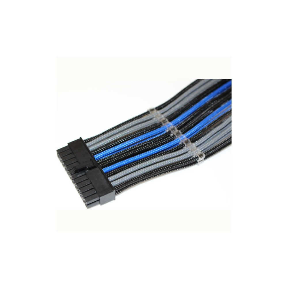 A large main feature product image of GamerChief Elite Full System Sleeved Cables - Black/Blue/Grey