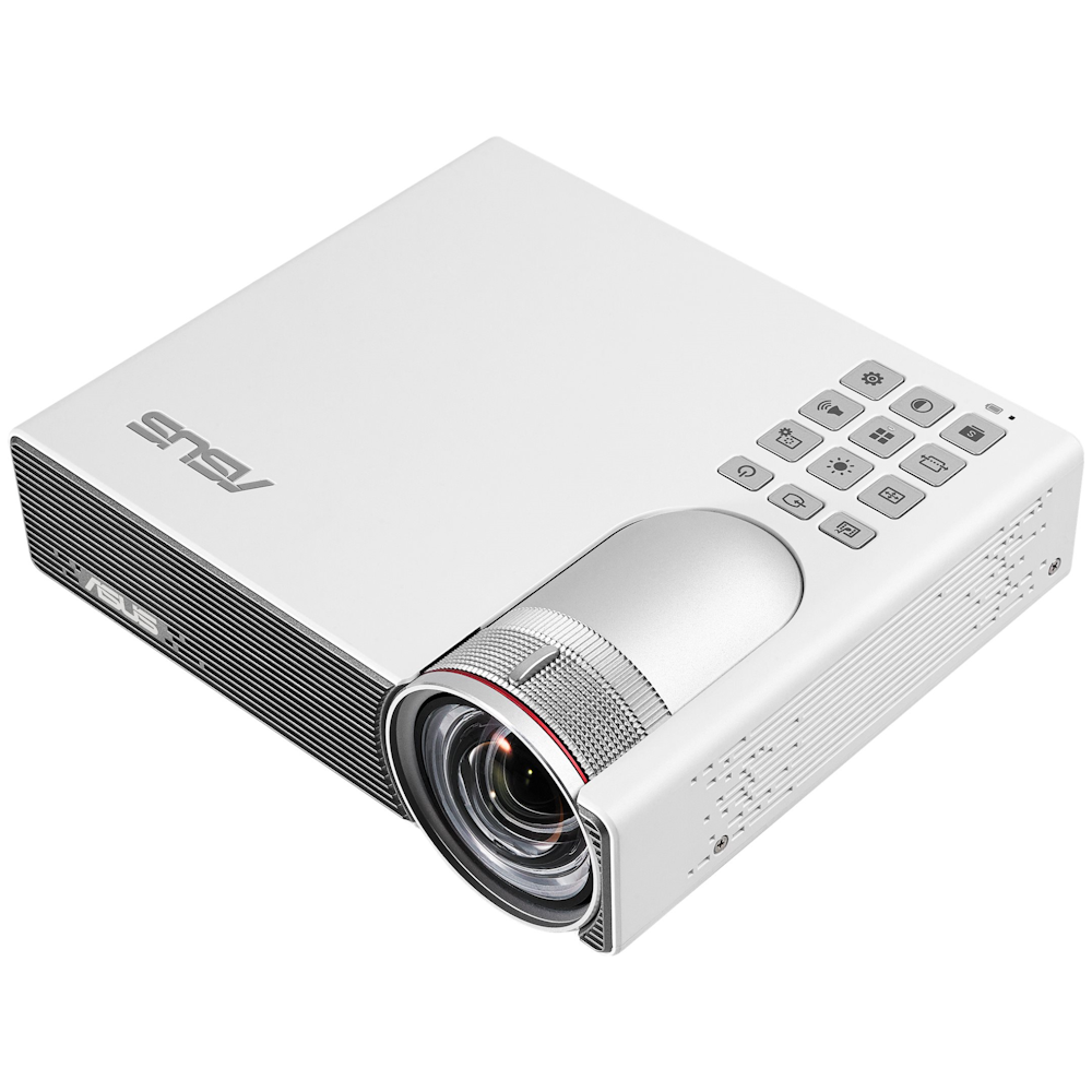 A large main feature product image of ASUS P3B Portable LED Projector