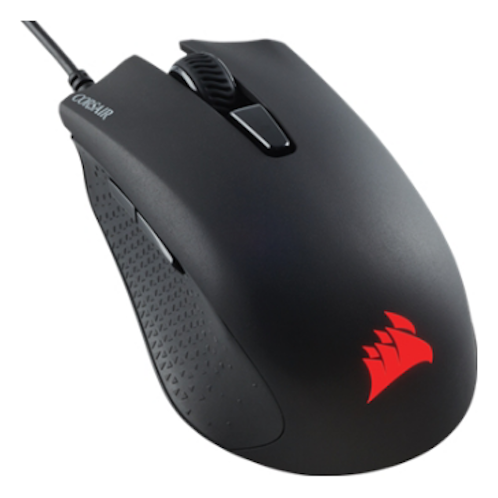 A large main feature product image of Corsair Gaming Harpoon RGB Gaming Mouse