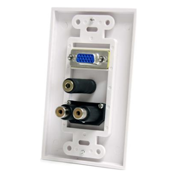 Product image of Startech 15-Pin Female VGA Wall Plate with 3.5mm and RCA - White - Click for product page of Startech 15-Pin Female VGA Wall Plate with 3.5mm and RCA - White