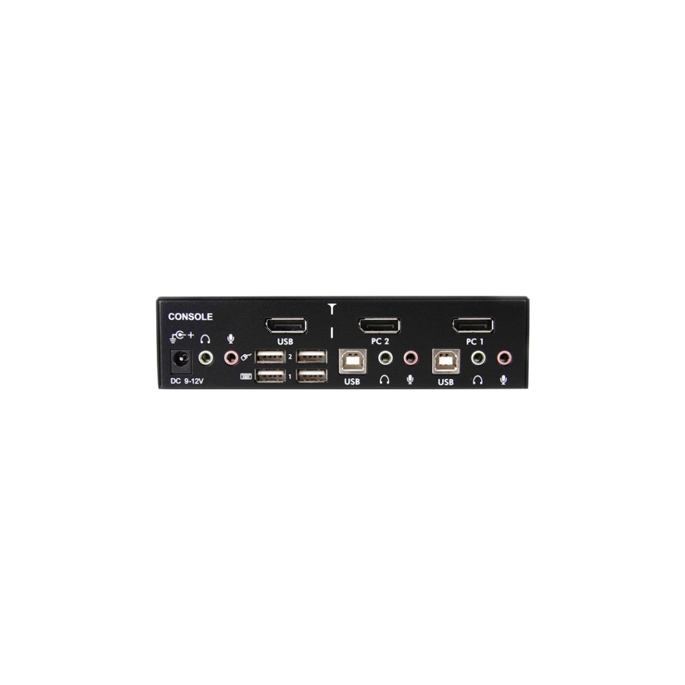 A large main feature product image of Startech 2 Port USB DisplayPort KVM Switch
