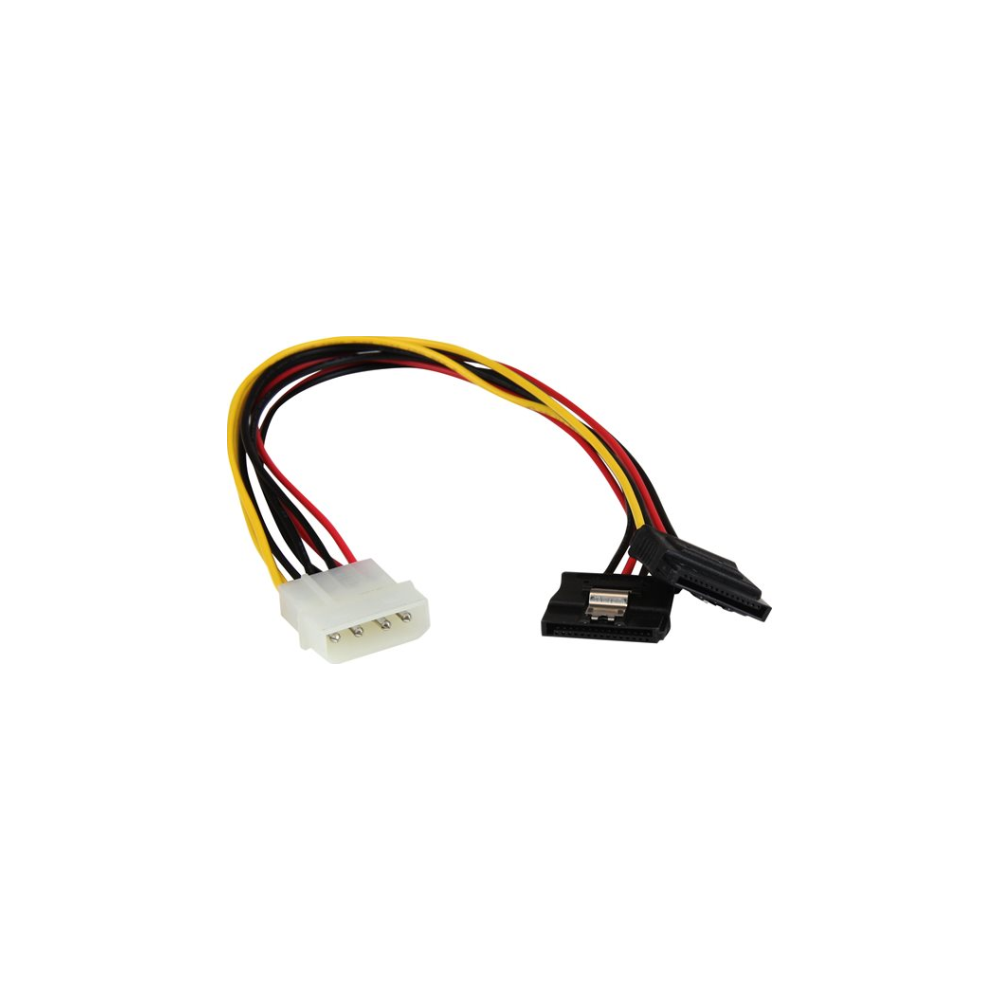 A large main feature product image of Startech 12in 4 Pin Molex to Dual Latching SATA Y Splitter