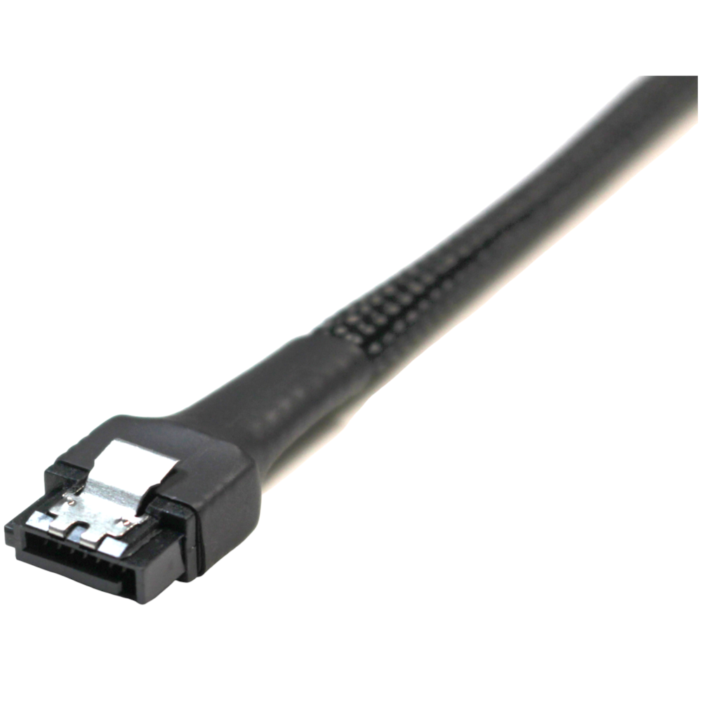GamerChief SATA 45cm Sleeved Cable Latched (Black)