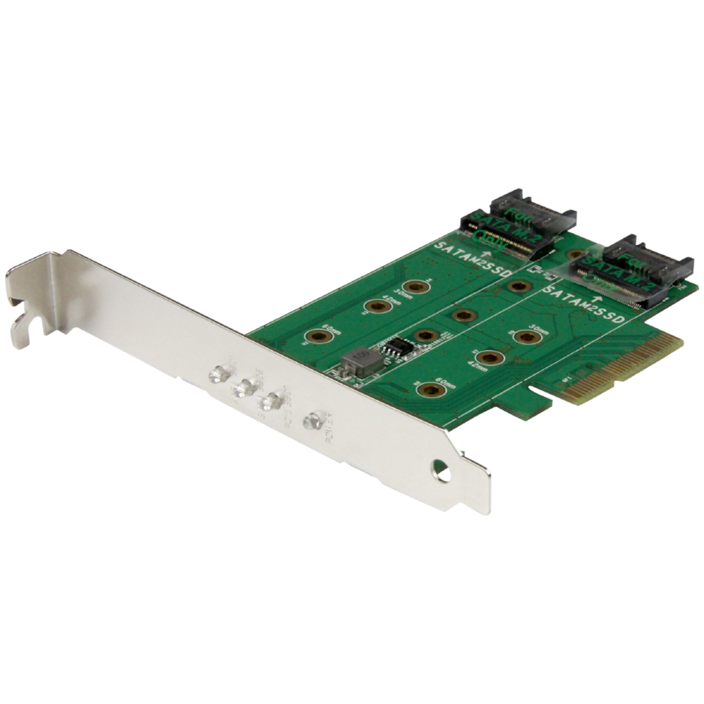 Startech 3 Port M.2 SSD (NGFF) Adapter Card - 1 x PCIe (NVMe) M.2, 2 x SATA III M.2 - PCIe 3.0