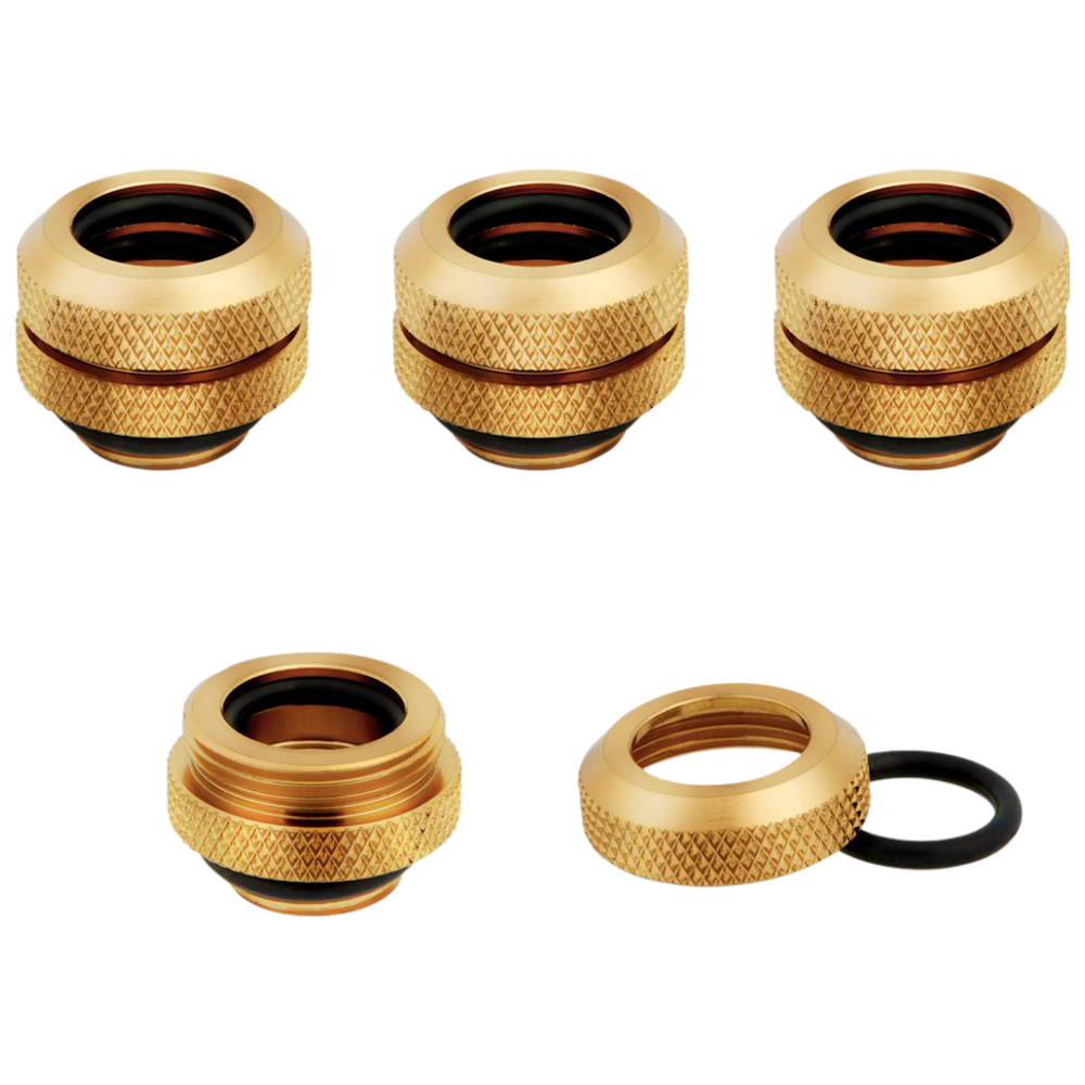 Corsair Hydro X Series XF Hardline 12mm OD Fitting Four Pack — Gold