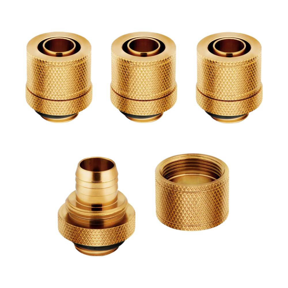 Corsair Hydro X Series XF Compression 10/13mm (3/8” / 1/2”) ID/OD Fitting Four Pack — Gold