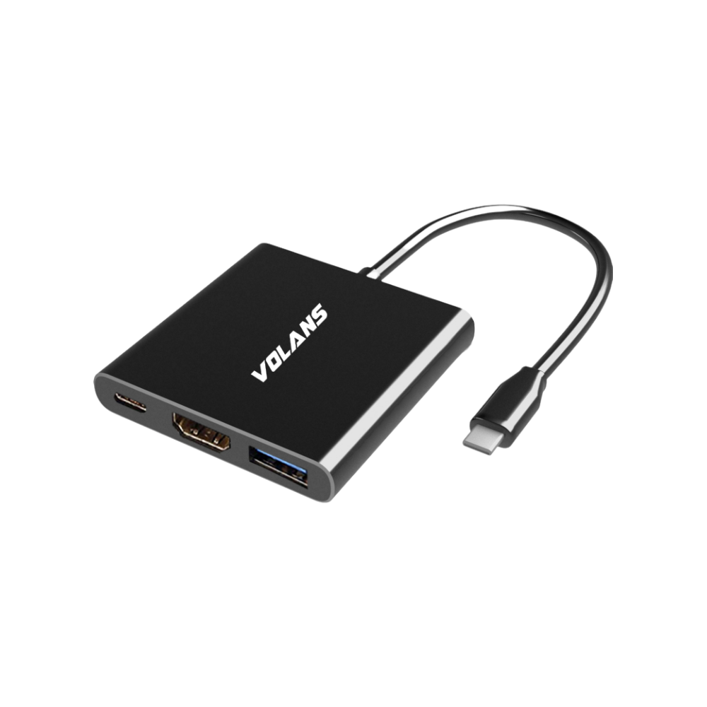 Volans Aluminium USB-C Multiport Adapter with PD, 4K HDMI & USB3.0