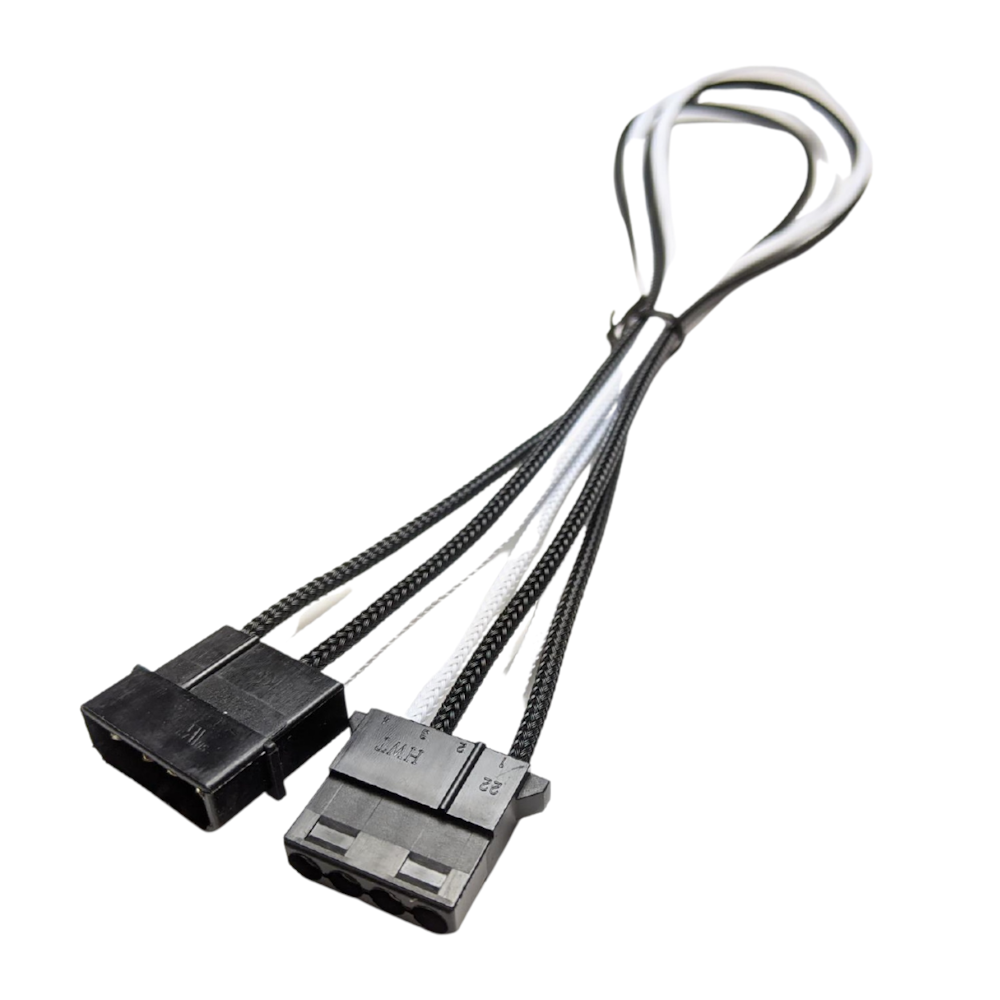 GamerChief Molex Power 45cm Sleeved Extension Cable (Black/White)
