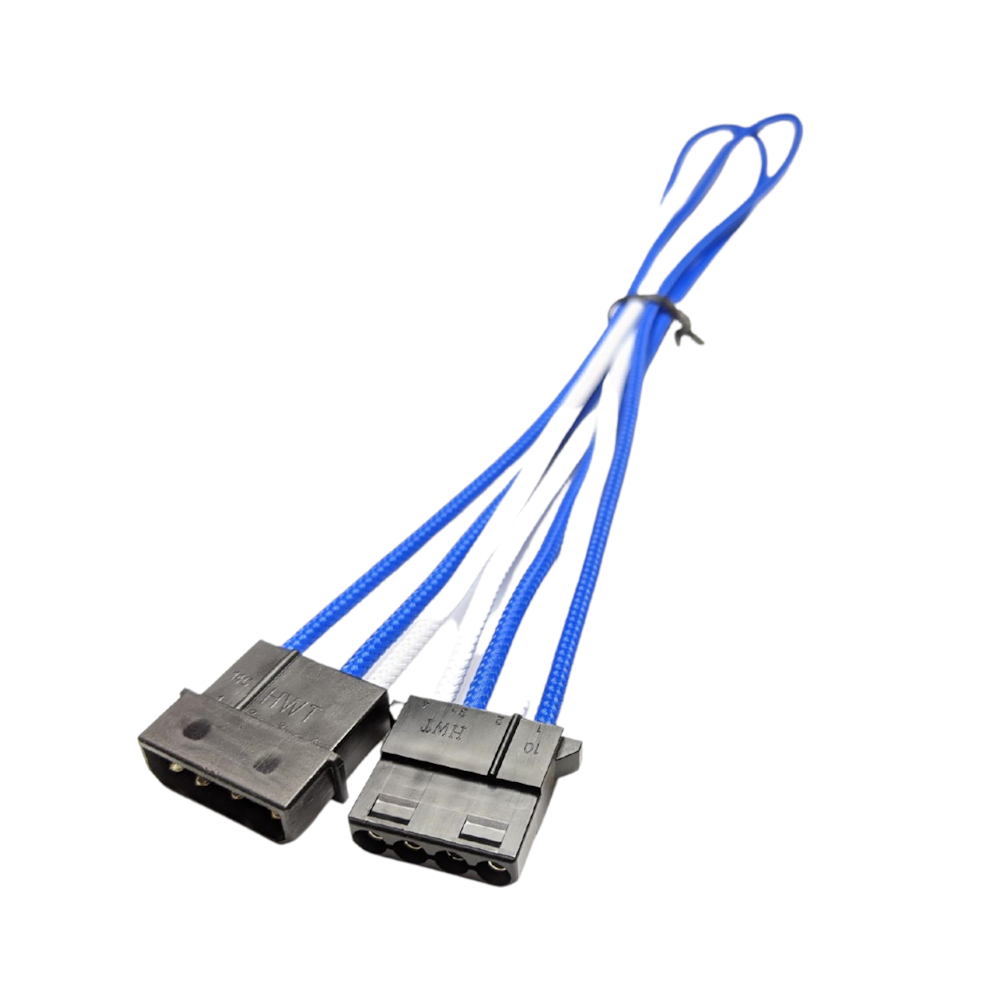 GamerChief Molex Power 45cm Sleeved Extension Cable (White/Blue)
