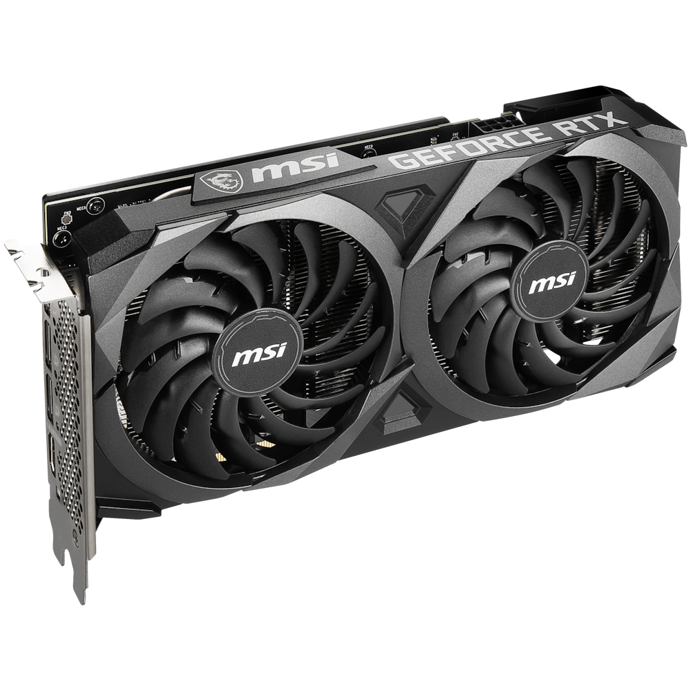 A large main feature product image of MSI GeForce RTX 3060 Ventus 2X OC 12GB GDDR6