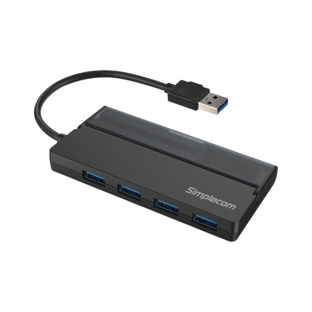 Simplecom CH329 Portable 4 Port USB 3.2 Gen1 (USB 3.0) 5Gbps Hub with Cable Storage
