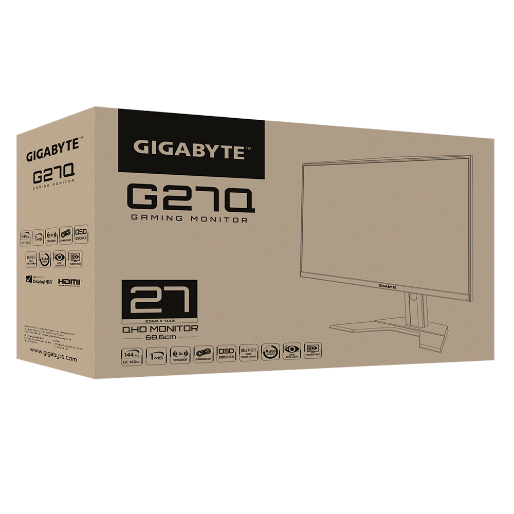 A large main feature product image of Gigabyte G27Q 27" 1440p 144Hz IPS Monitor